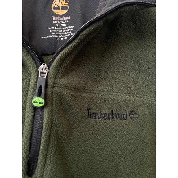 Timberland Pullover Size XL Quarter Zip Fleece Jacket Green Outerwear Gorpcore - Picture 4 of 6